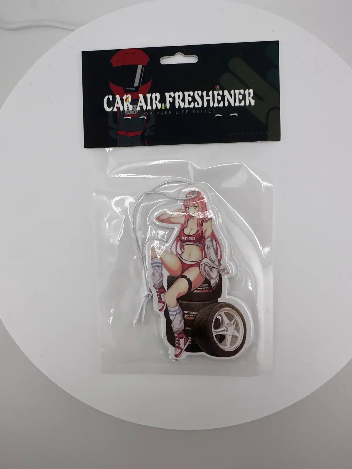 Cute Anime Waifu Sitting On Tire’S Air Freshener 1