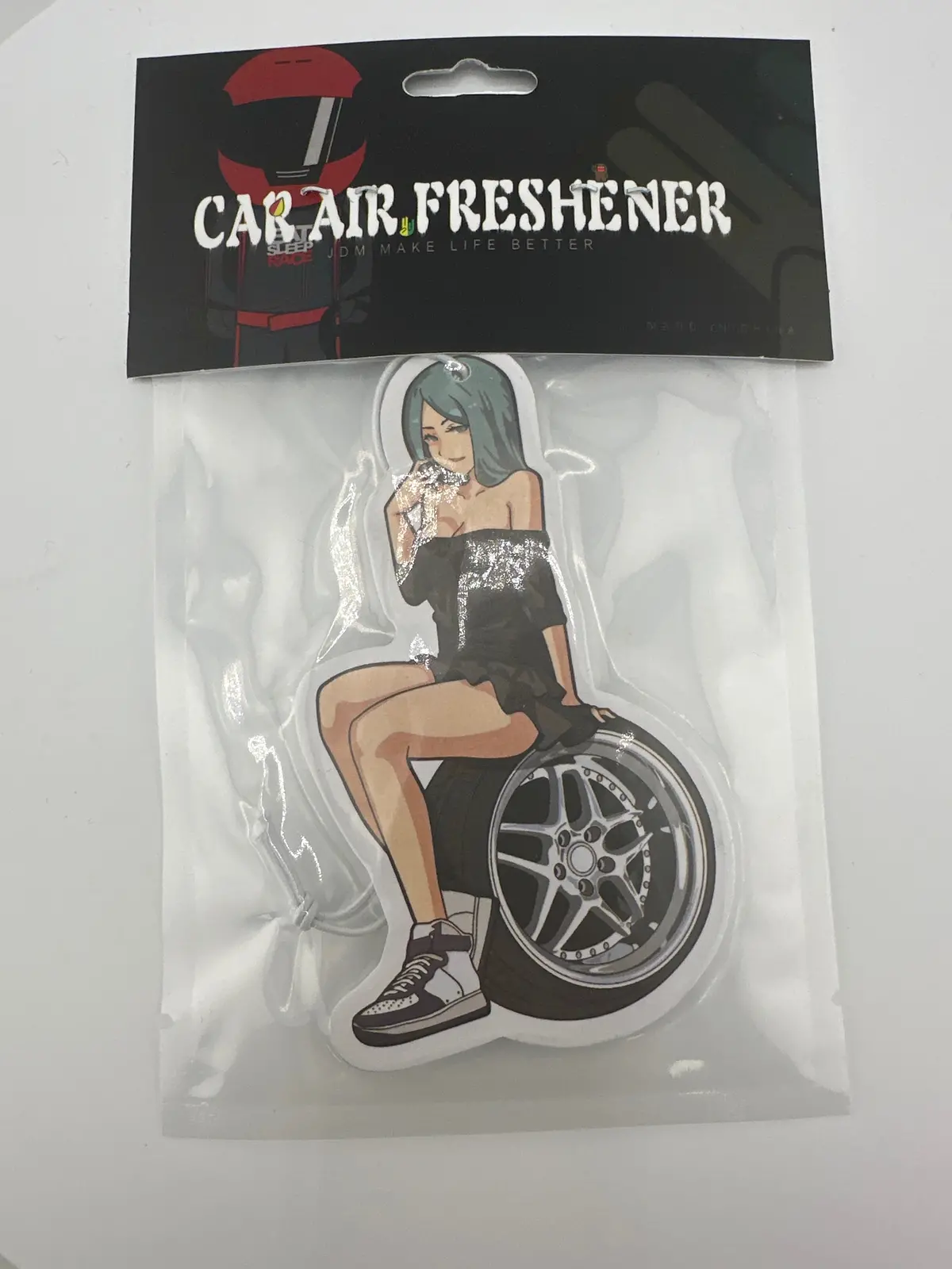 Pretty Girl Sitting On A Rim Air Freshener 1