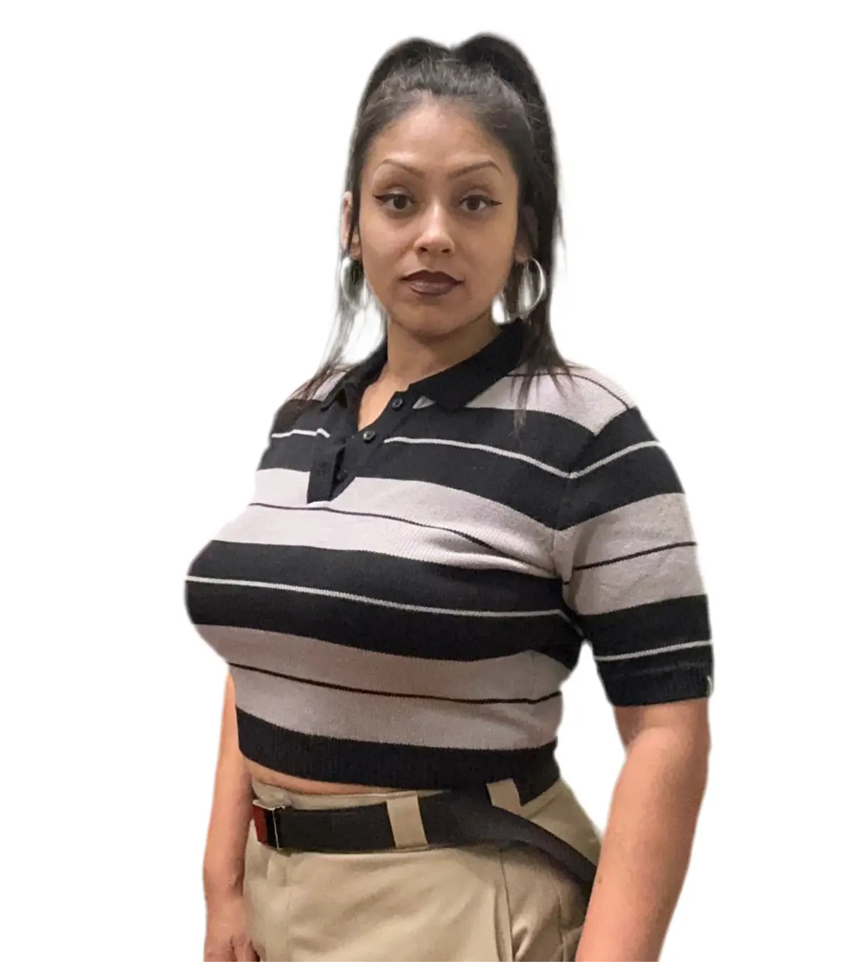 California Lowrider Rider Charlie Brown Crop Top- Black/Grey 1