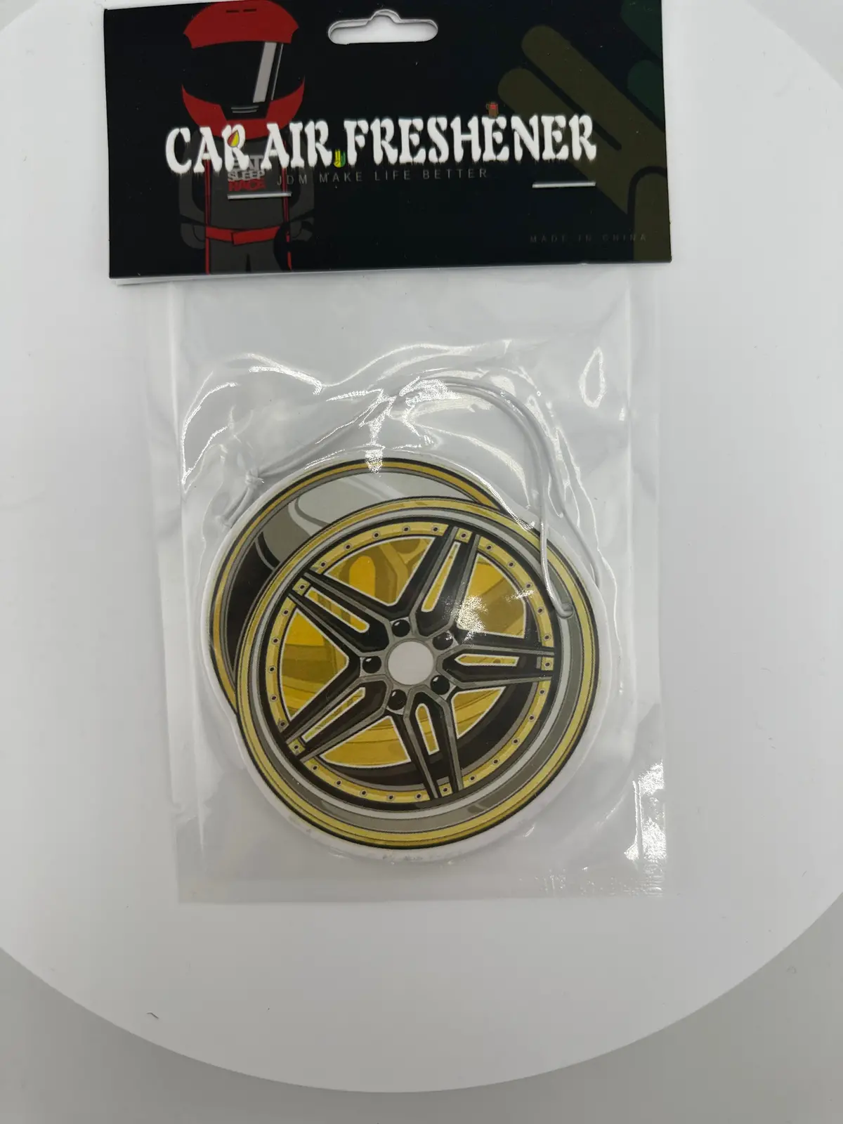 Neon Green And Yellow Rim Air Freshener 1