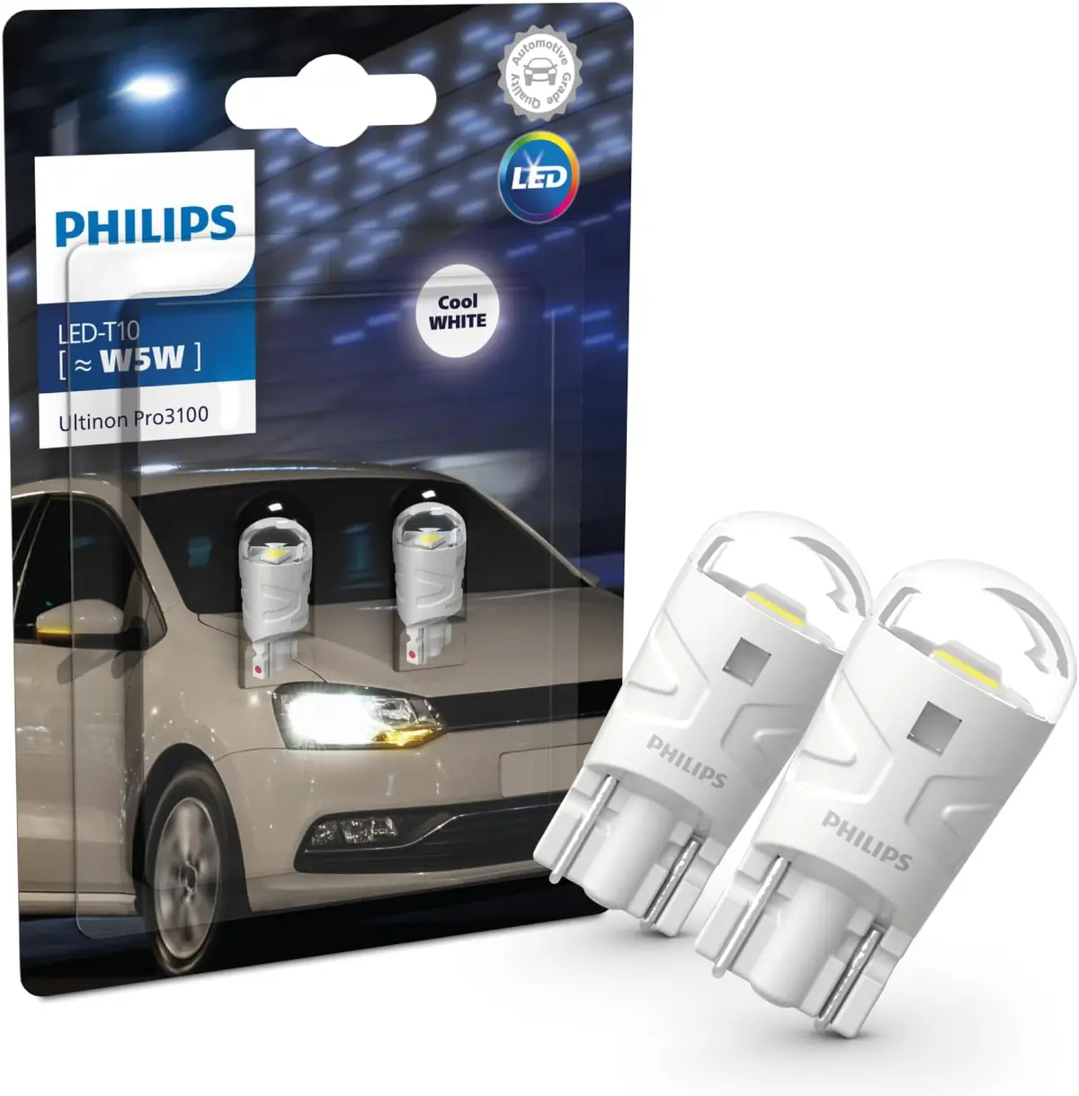 Philips Ultinon Pro3100 Led T10 Foco De Señalización Para Automóvil (W5w), 6.500K Cool White 1