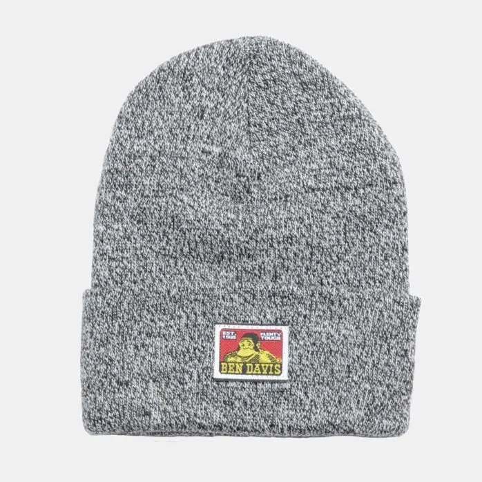 Ben Davis Cuffed Knit Beanie Marled Black 1