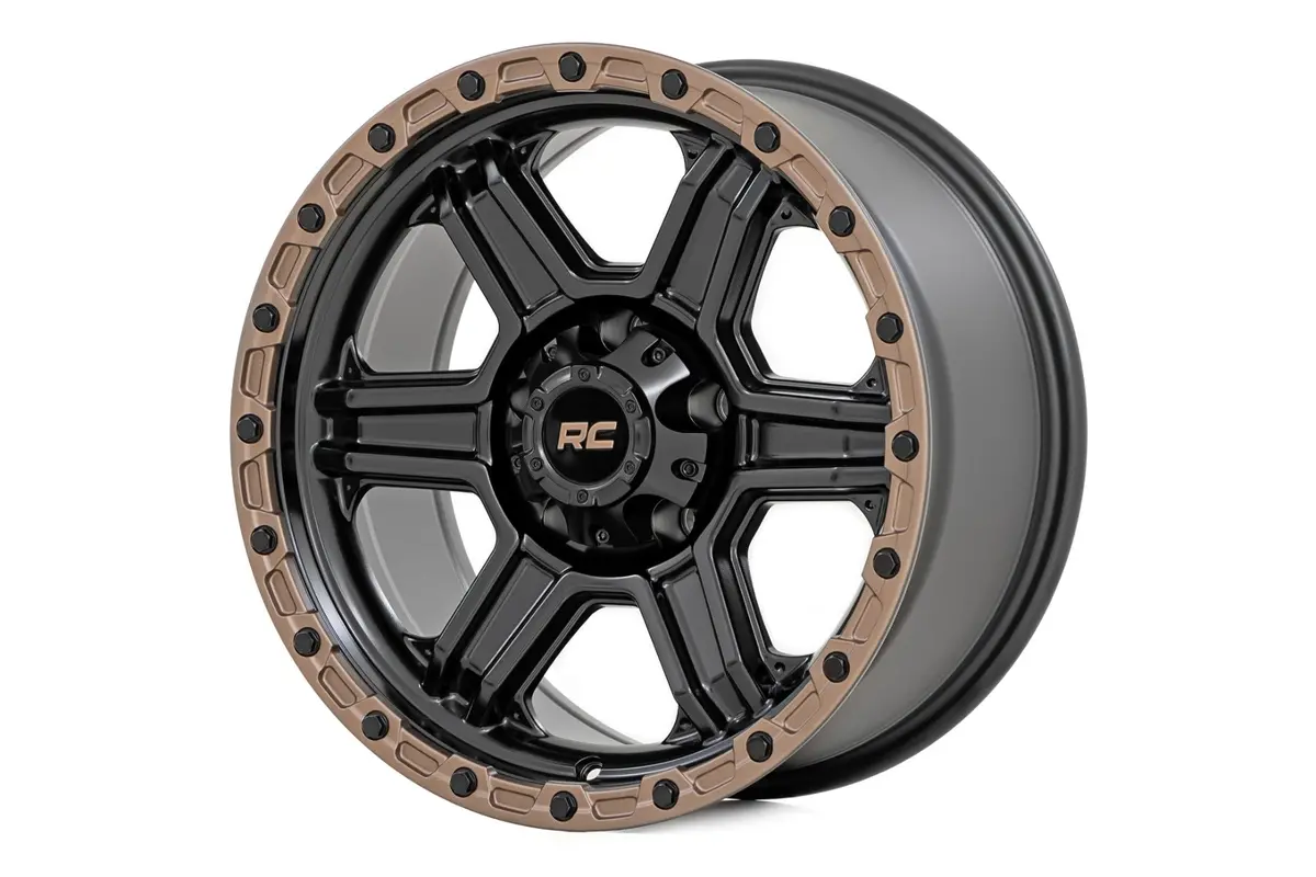 Rough Country 79 Series Wheel | One-Piece | Semi Gloss Black W/Bronze Ring | 17X8.5 | 5X5 | 0Mm 1
