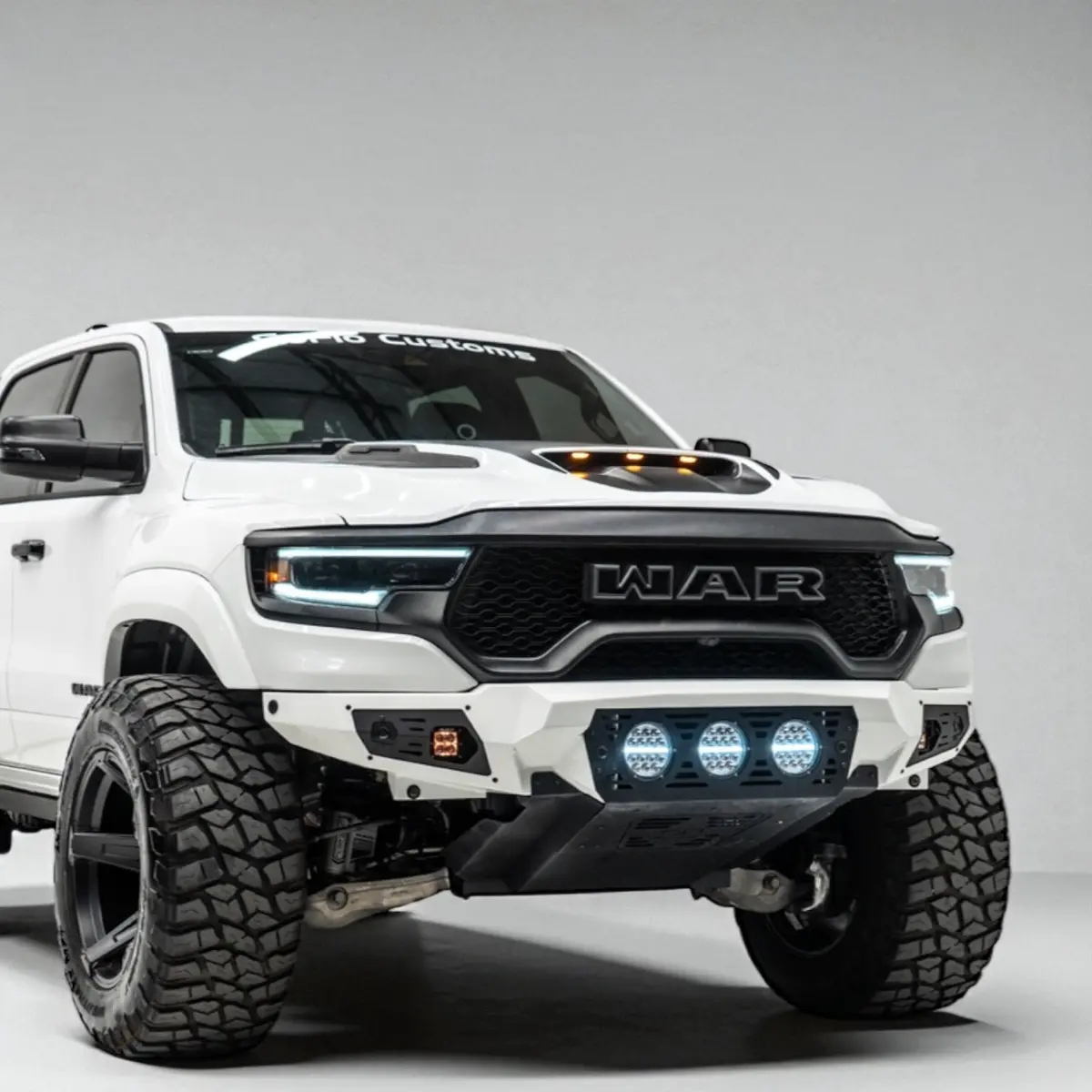Ram Trx Baja Front Bumper W/ 3 Center Lights & Skid Plate 2021-2024 1