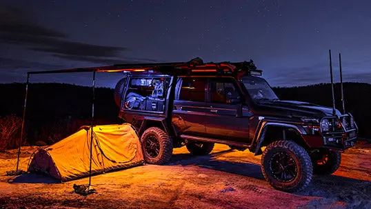 Arb Awning 2 Meters X 2.5 Meters Black Aluminium Case With Built-In Led Light Strip 1