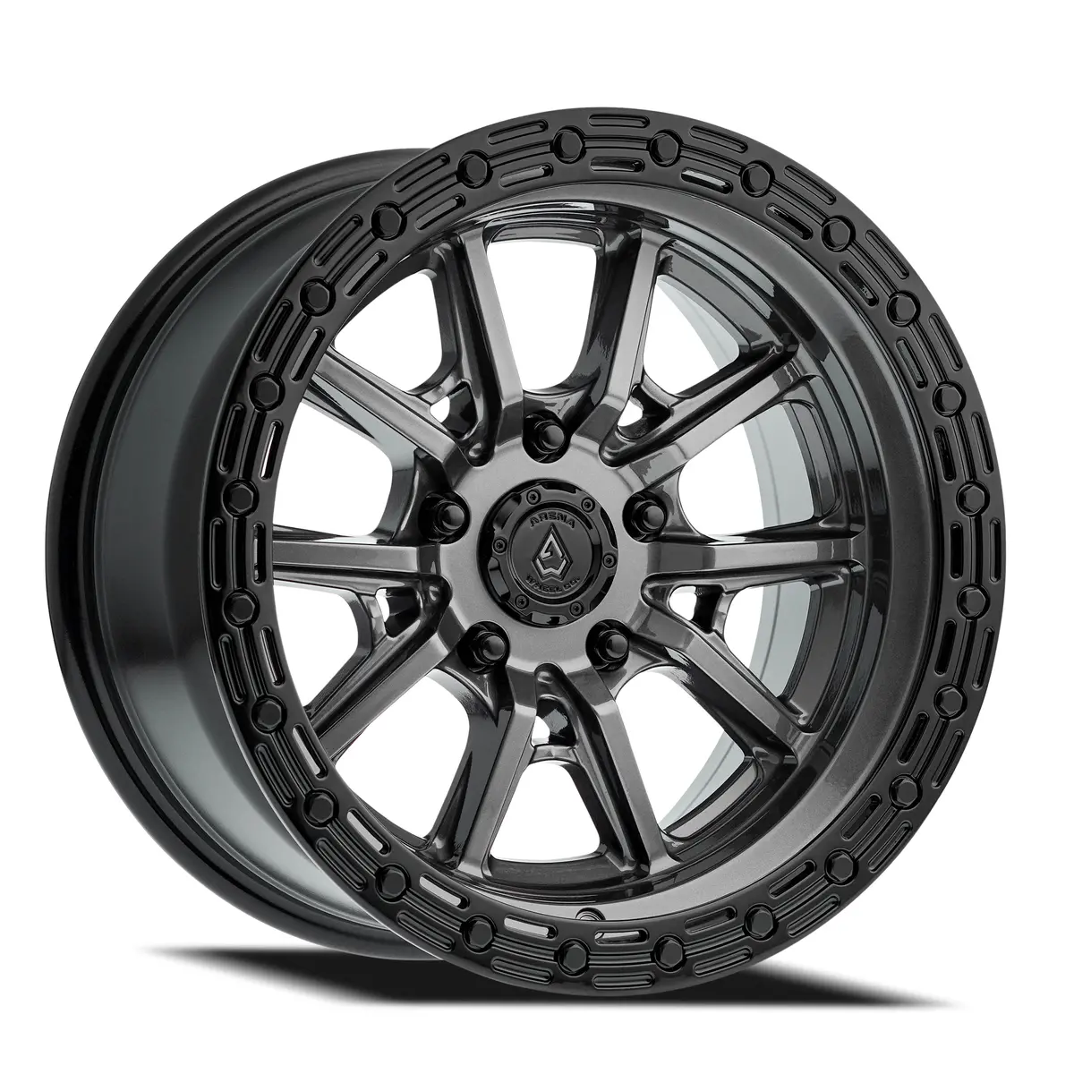 Trek Wheel - 17X9 - 1Mm - Glossy Gun Metal Center Glossy Black Lip 1