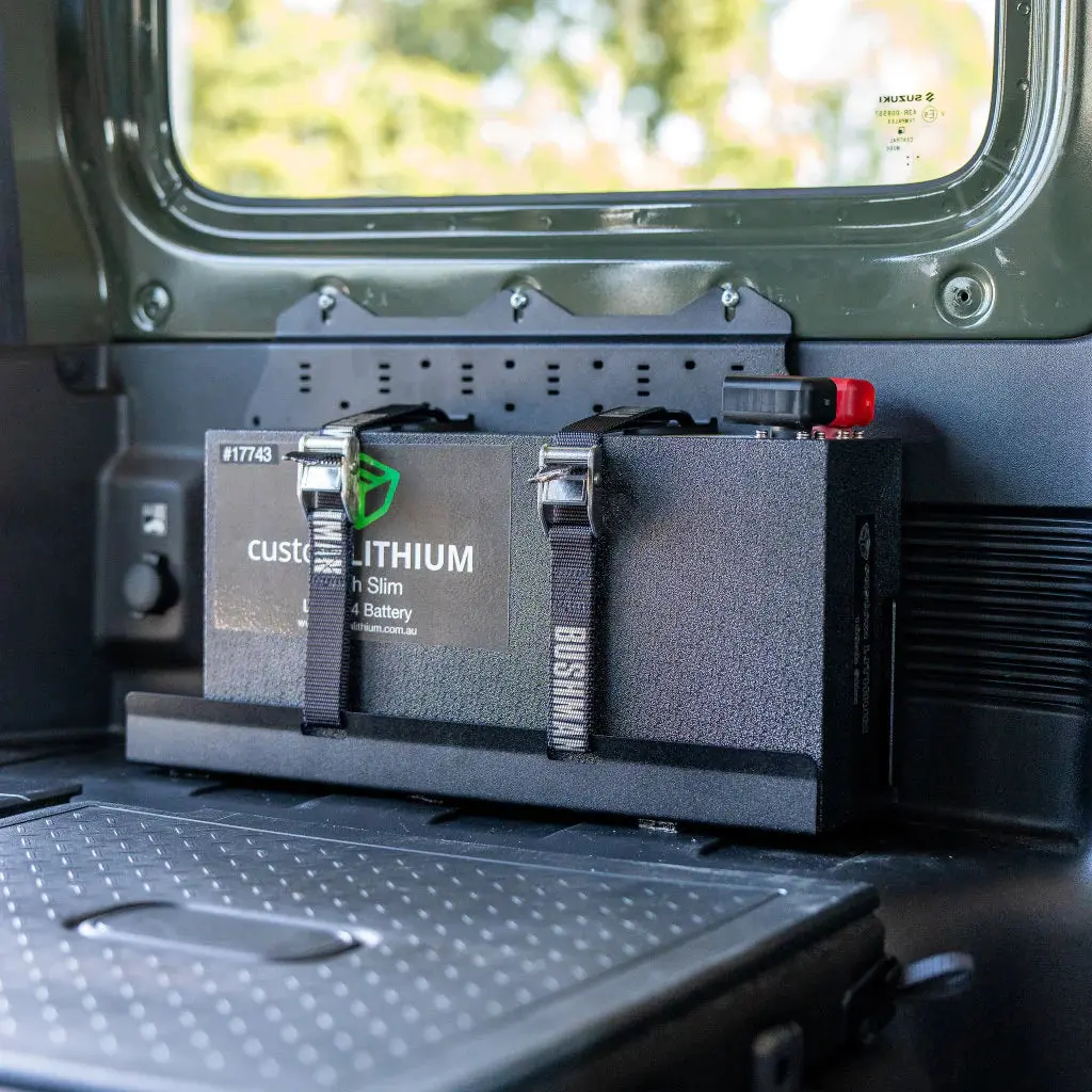 Pirate Camp Co Rear Cargo Bay Lithium Battery Mount (Jimny Models 2018-Current Glx & Lite 3-Door) 1