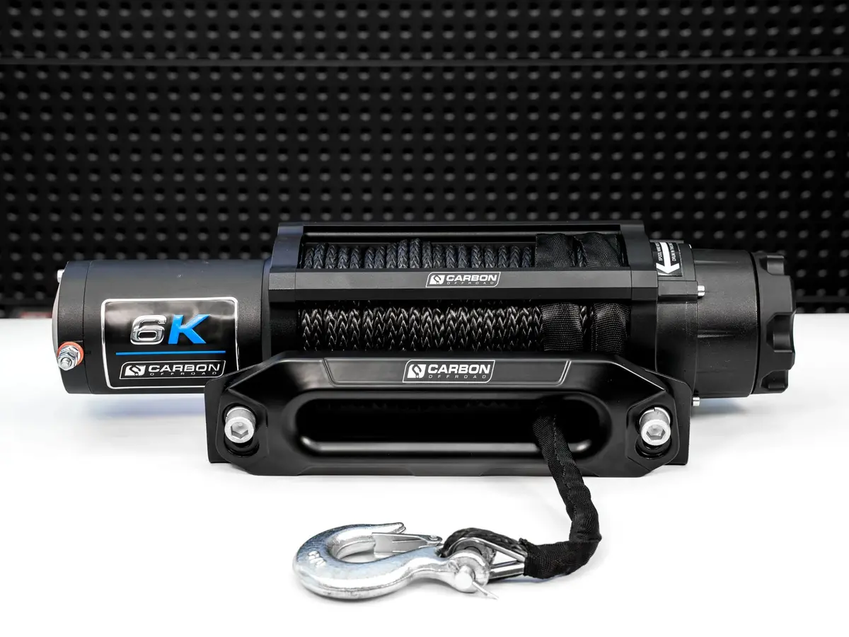 Carbon Offroad Long Drum 6000Lbs Winch - 26 Meter Synthetic Rope 1