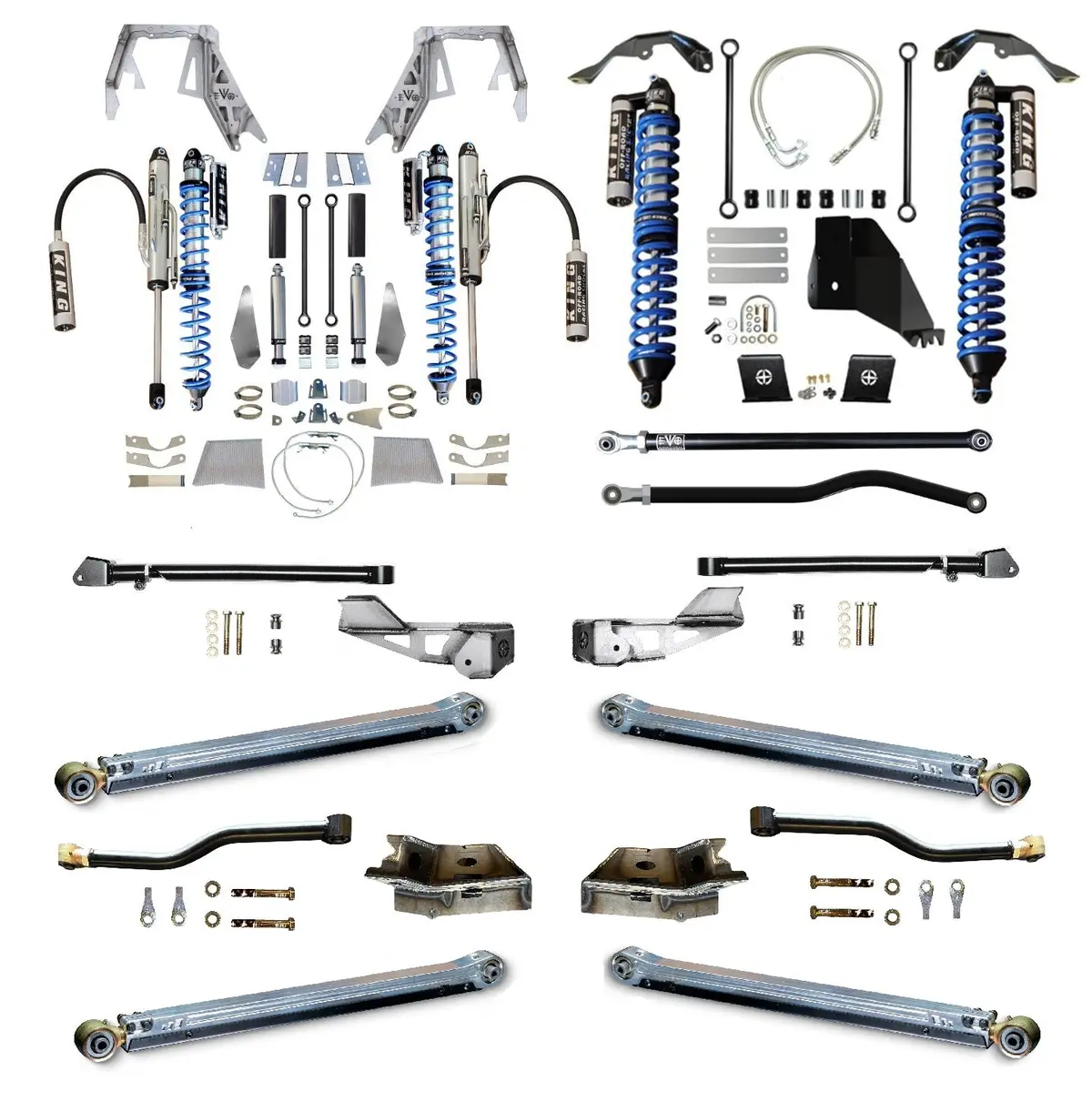 Jt (Gas) King Front Double Throw Down 2.5 Inch King Coilover Bypass Rear Long Arm Pro Plus Jeep Gladiator 5