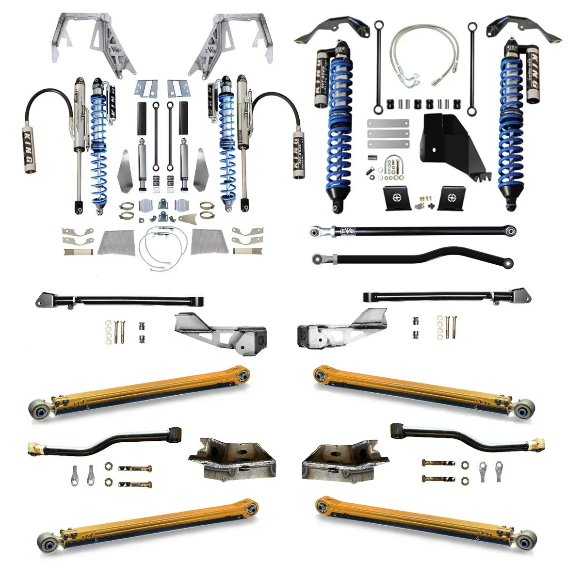 JT Gas King Front Double-Throw-Down 2.5" Coilover with Rear Bypass Shocks and Long-Arm Pro Plus Suspension Kit for Jeep Gladiator - Image 5
