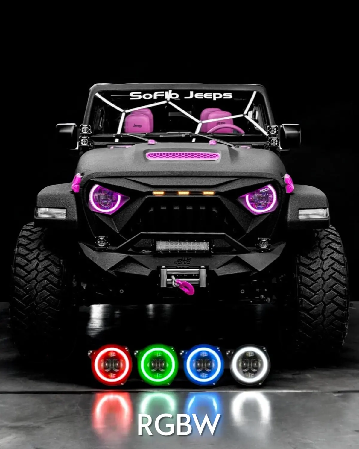 Jeep Wrangler Color Changing Rgbw Halo Headlights 2018-2026 1