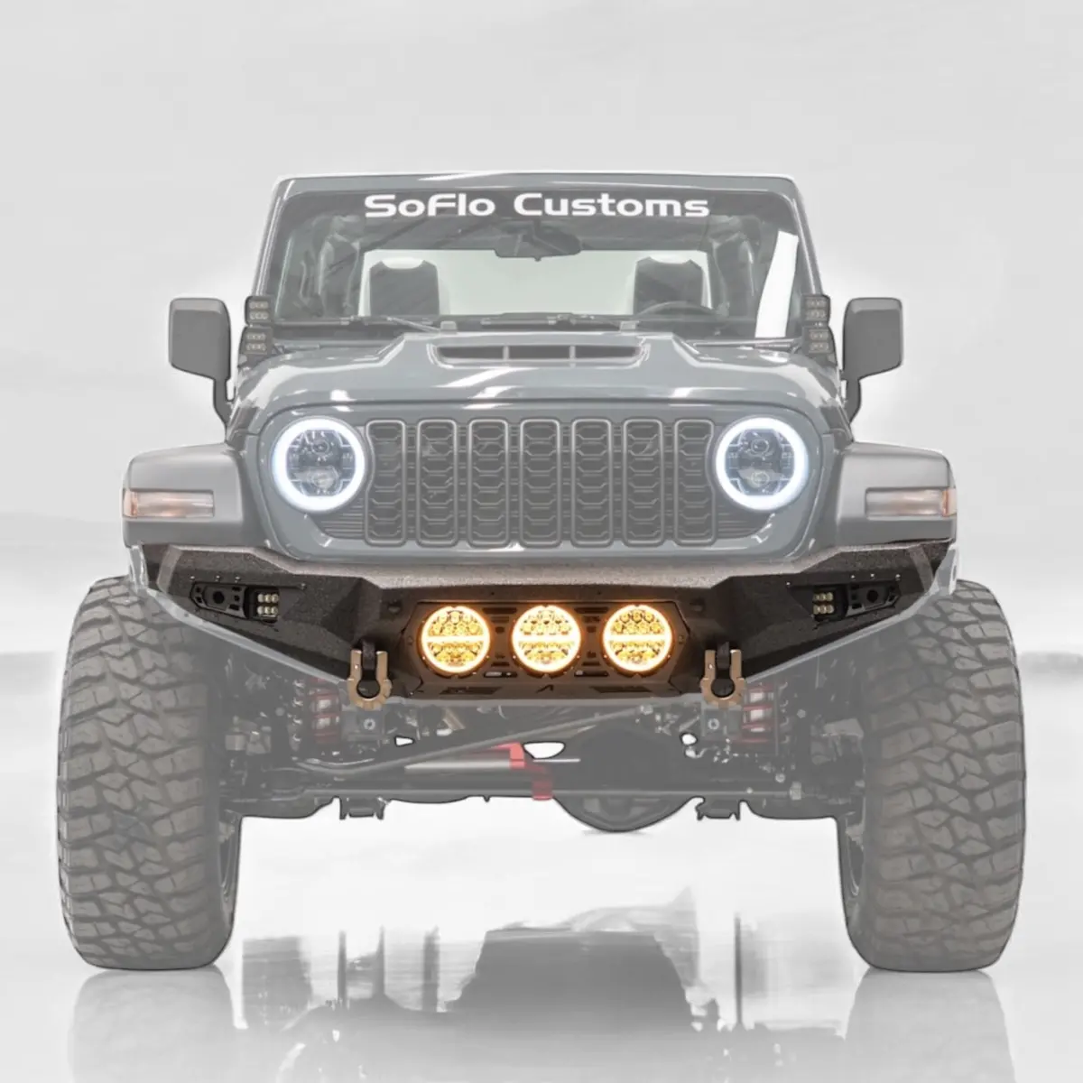 Jeep Wrangler Baja Steel Front Bumper With 3 Led Lights 2018-2025 1