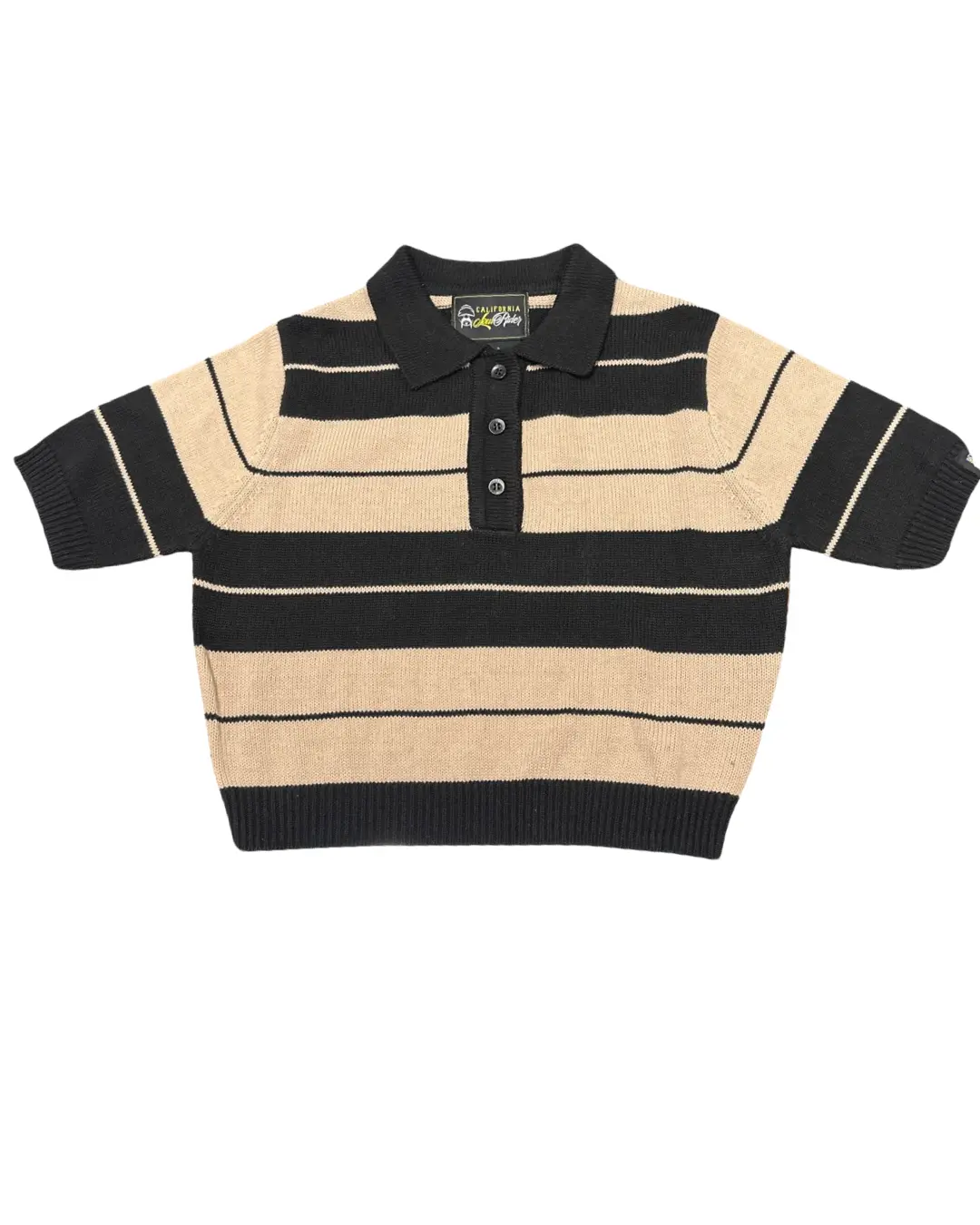 California Lowrider Rider Charlie Brown Crop Top- Black/Tan 1