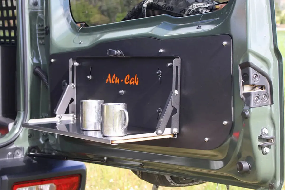 Alu-Cab Rear Tailgate Drop Down Table With Slide-Out Bamboo Cutting Board (Jimny Models 2018-Current Xl 5-Door, Glx & Lite 3-Door) 2
