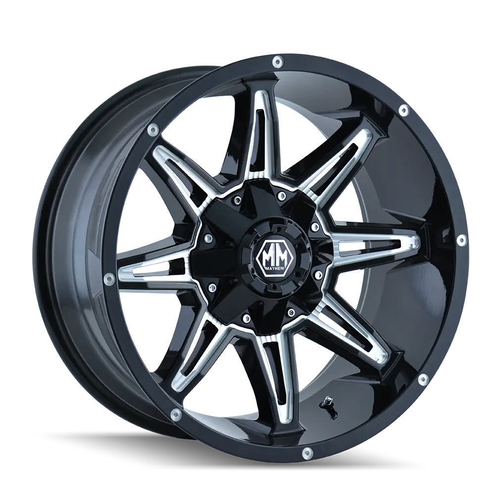 Mayhem Rampage 8090 Gloss Black Milled 20X9 5-127/5-139.7 0Mm 87Mm 1