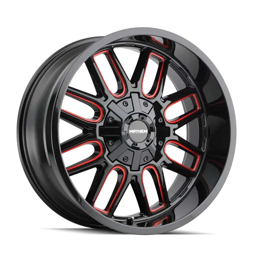 Mayhem Cogent 8107 Gloss Black Milled Prism Red 17X9 5-127/5-139.7 -12Mm 87.1Mm 1