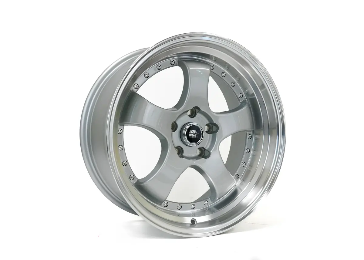 Mt07 - Silver W/Machined Lip Gold Rivets - 18X8.5 5X114.3 Offset +20 2