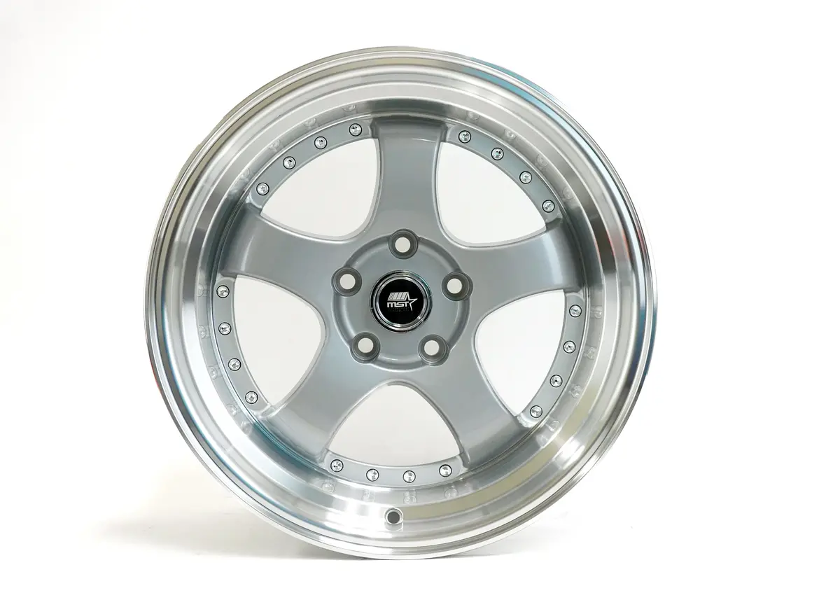 Mt07 - Silver W/Machined Lip Gold Rivets - 18X8.5 5X114.3 Offset +20 1