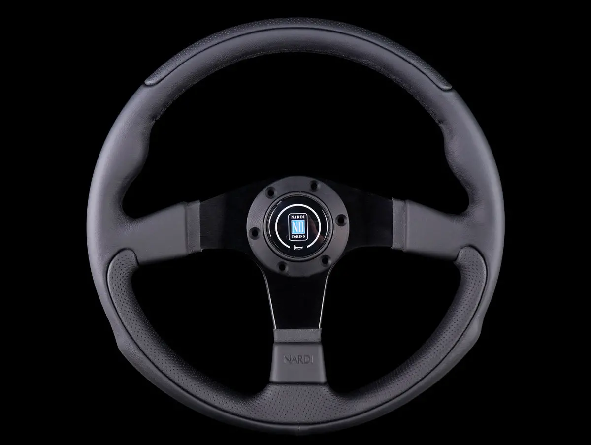 Nardi Leader 350Mm Steering Wheel - Black Leather / Black Stitch 1