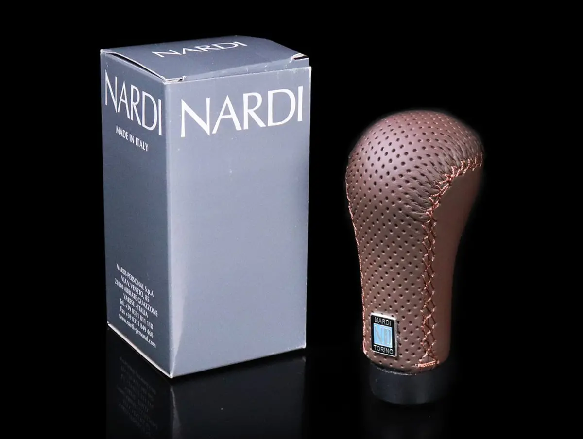 Nardi Prestige Brown Perforated Leather Shift Knob 1