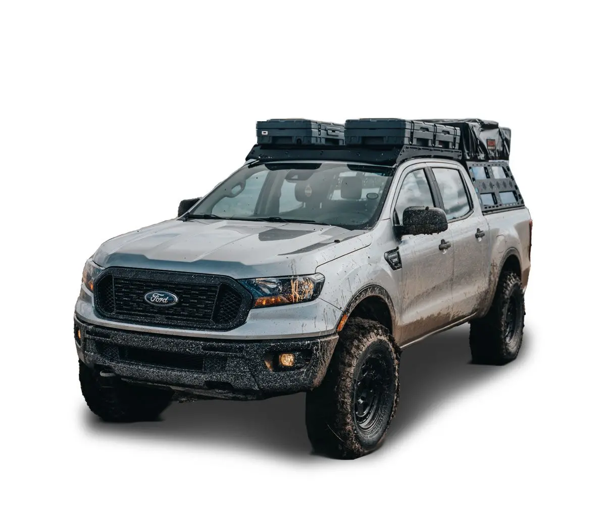 Open Box - Roof Rack | Ford Ranger Supercrew 19-Present | 40 Inch Cut Out | Powdercoat Black 1
