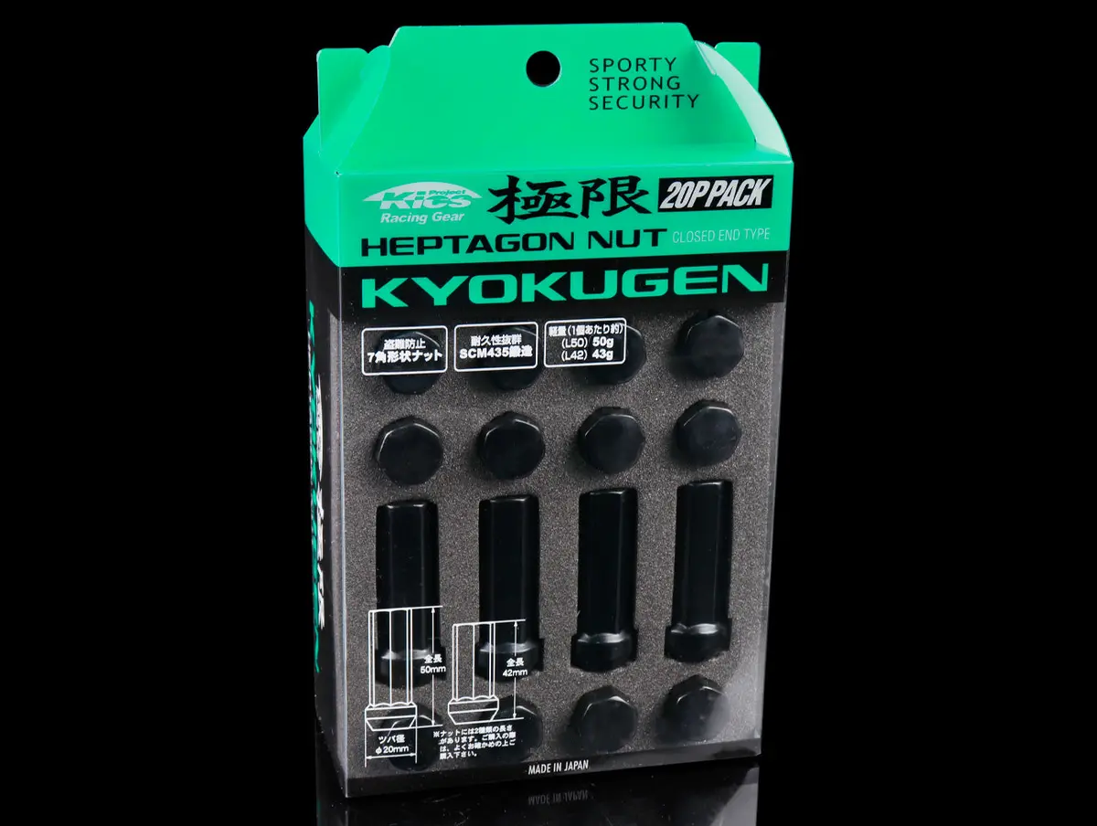 Project Kics Kyokugen Heptagon Long Closed End Lug Nuts - 12X1.50 1