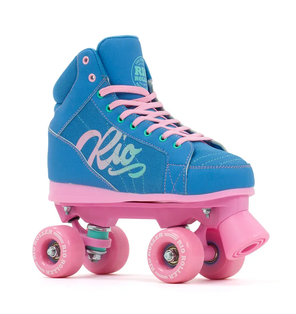 Rio Roller Lumina Quad Roller Skates - Blue & Pink 1