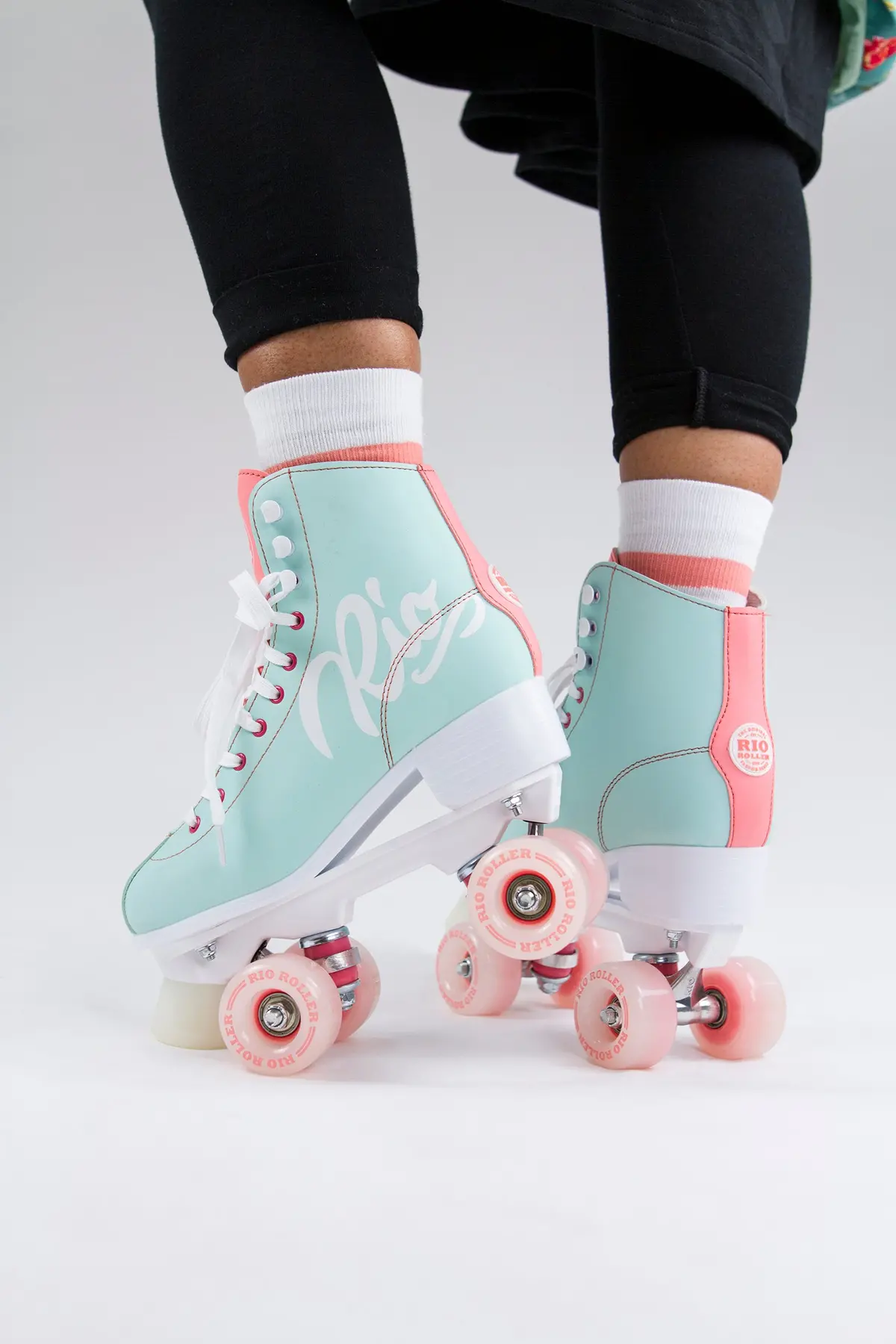 Rio Roller Script Quad Roller Skates - Teal/Coral 2