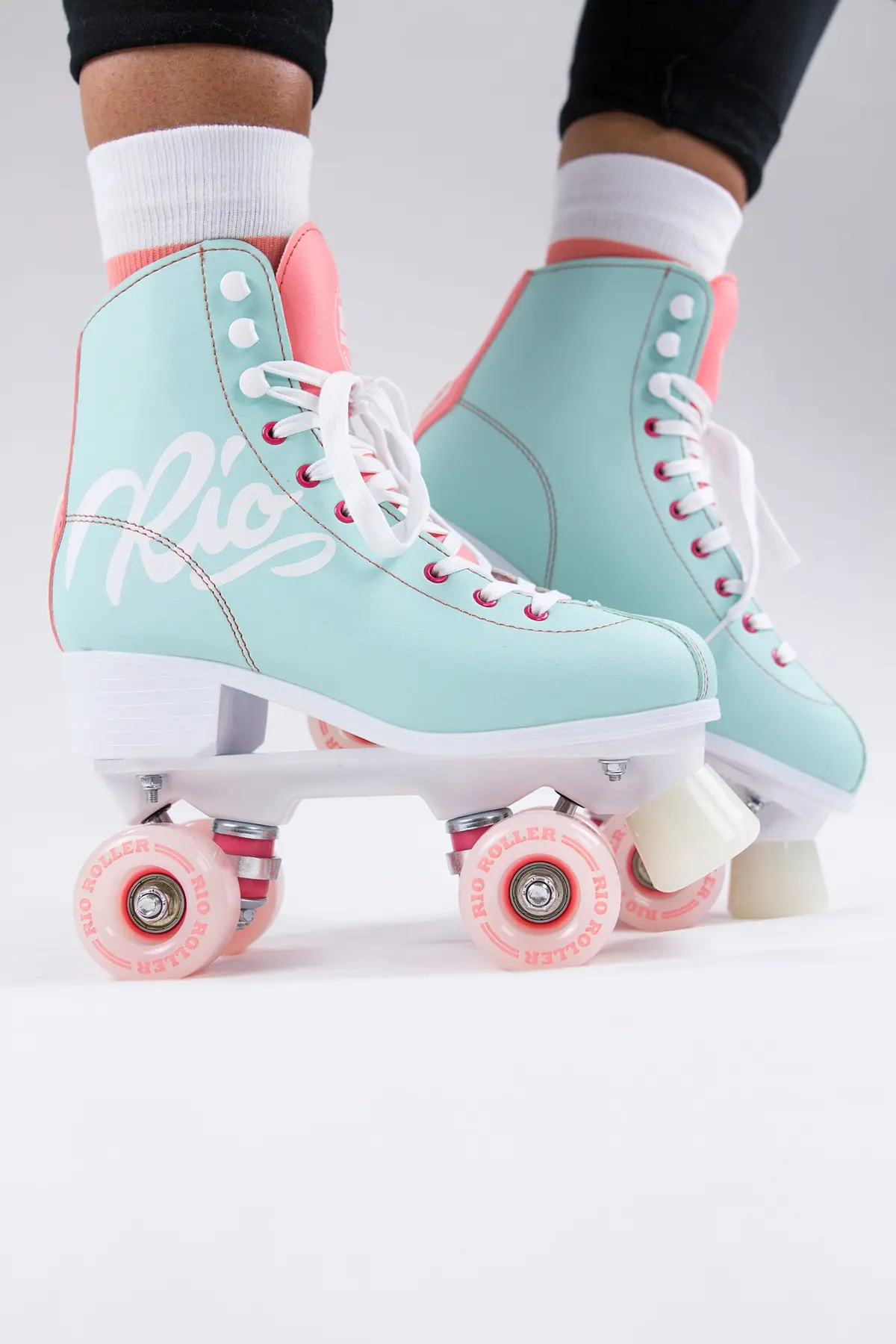 Rio Roller Script Quad Roller Skates - Teal/Coral 3