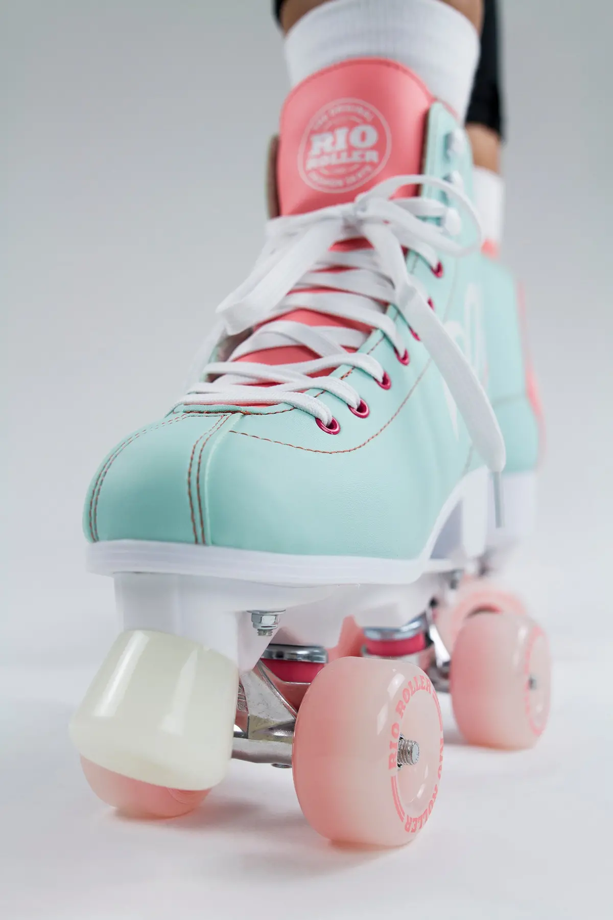 Rio Roller Script Quad Roller Skates - Teal/Coral 1