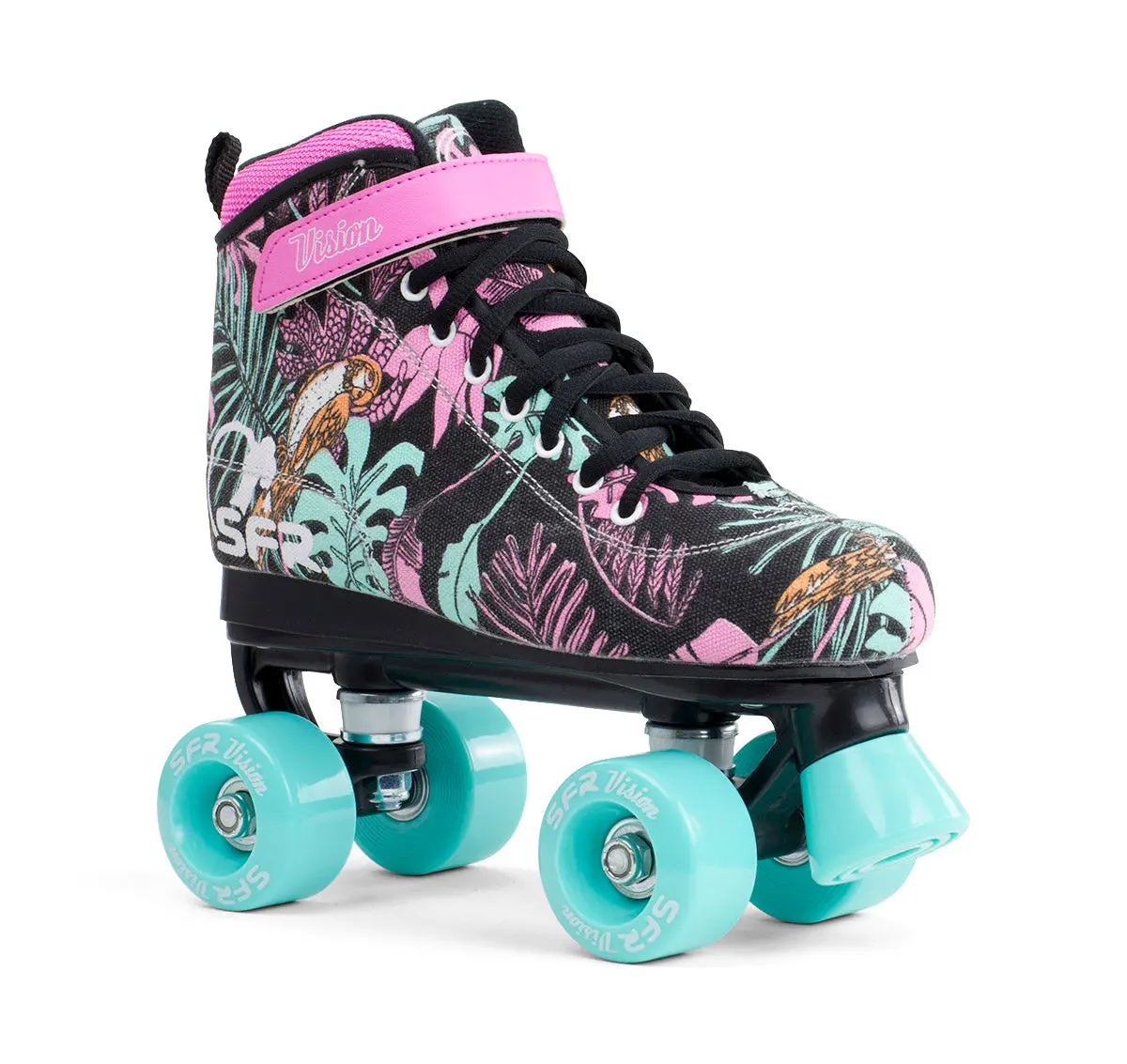 Sfr Vision Canvas Quad Roller Skates Black Floral 1