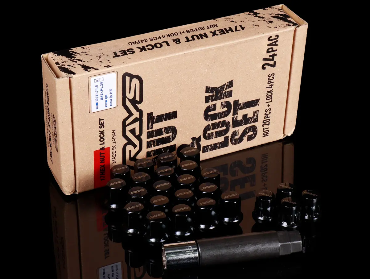 Rays 17 Hex L31 Lugnut And Lock Set 6H - Black 1