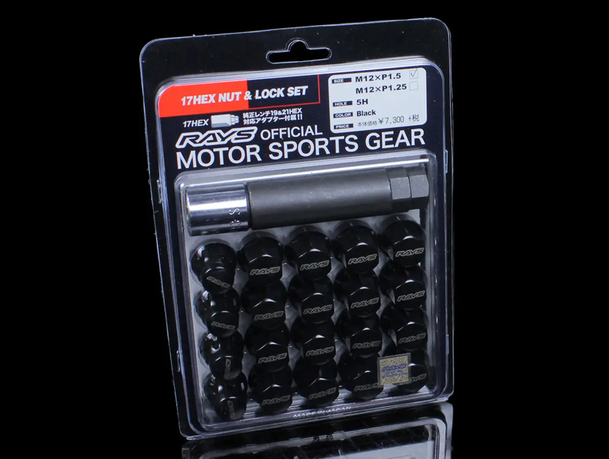 Rays 17 Hex Lug Nuts And Lock Set - Black 1