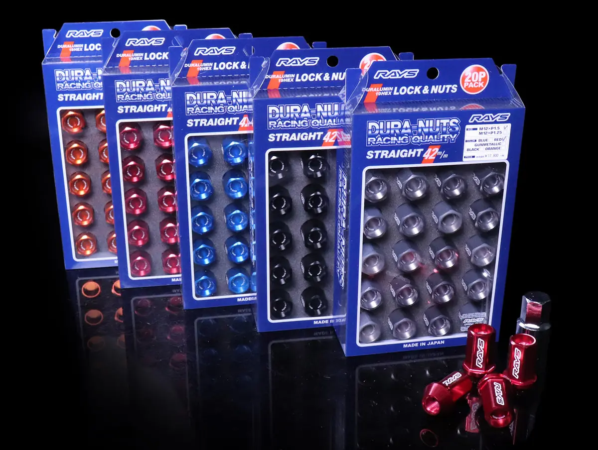 Rays L42 Dura-Nuts Straight Type Lug & Lock Set - M12x1.50 / M12x1.25 1