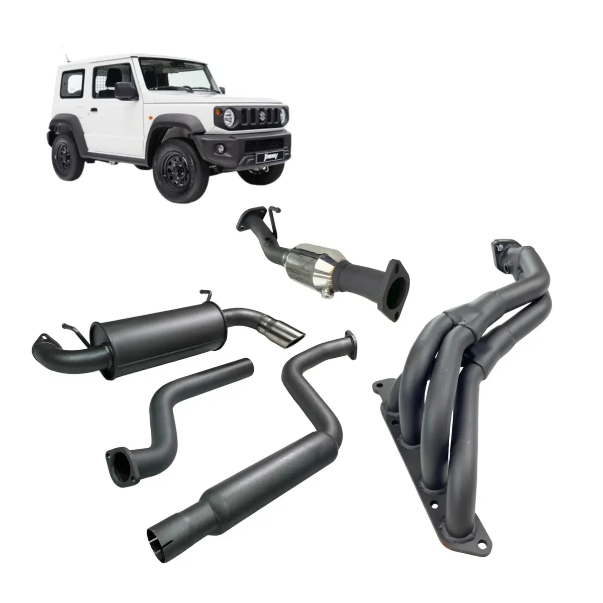 Redback 4X4 Performance Full Exhaust System - Manifold, Highflow Cat & Cat-Back System (Jimny Models 2018-Current Glx & Lite 3-Door) 1