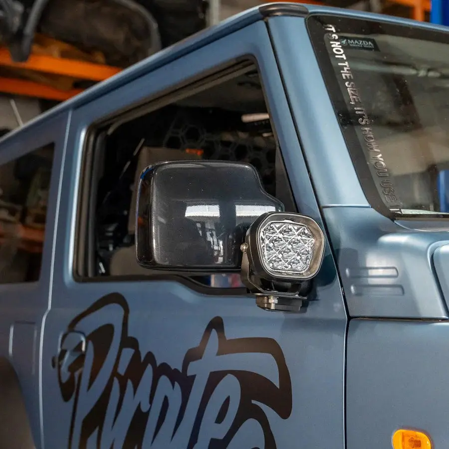 Pirate Camp Co Mirror Mounted Ditch Led Light Brackets (Jimny Models 2018-Current Xl 5-Door, Glx & Lite 3-Door) 1