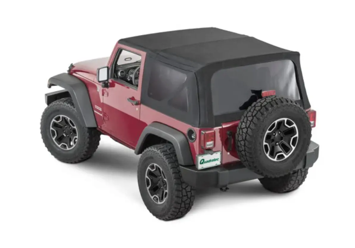 Quadratop Premium Twill Complete Top, Tinted Glass, 07-18 Jeep Jk 2 Dr, Premium Black Twill 1