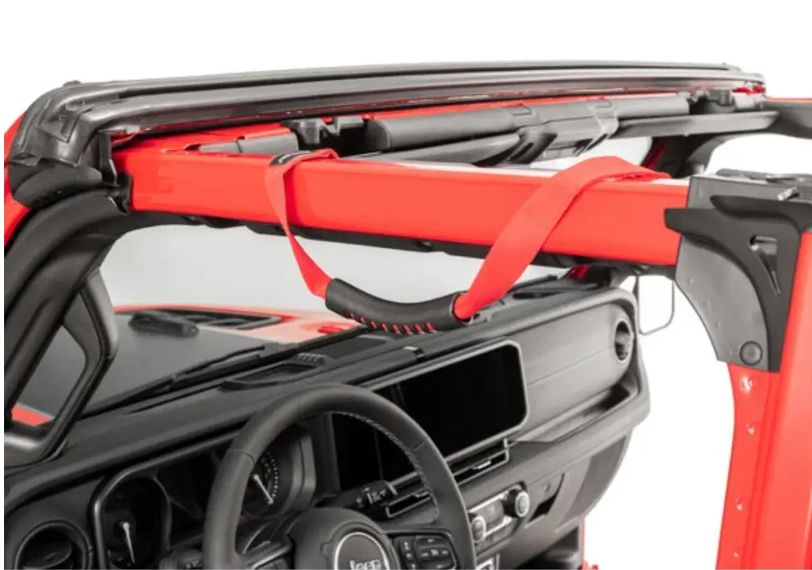 Quadratec Ultimate Sport Bar Grab Handles 2024+ Red Pair 1