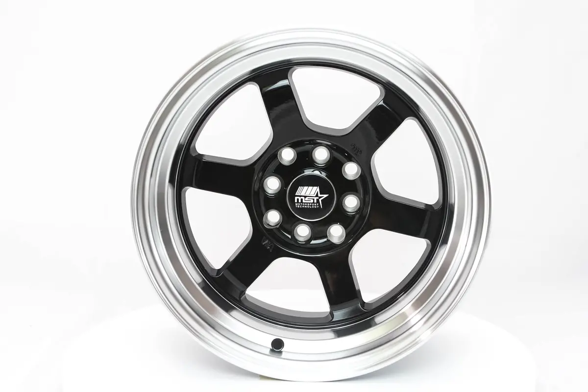 Time Attack - Black W/Machined Lip - 15X8.0 4X100/4X114.3 Offset +0 1