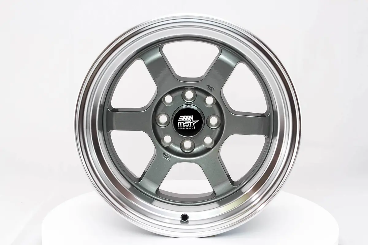 Time Attack - Gunmetal W/Machined Lip - 15X8.0 4X100/4X114.3 Offset +0 1