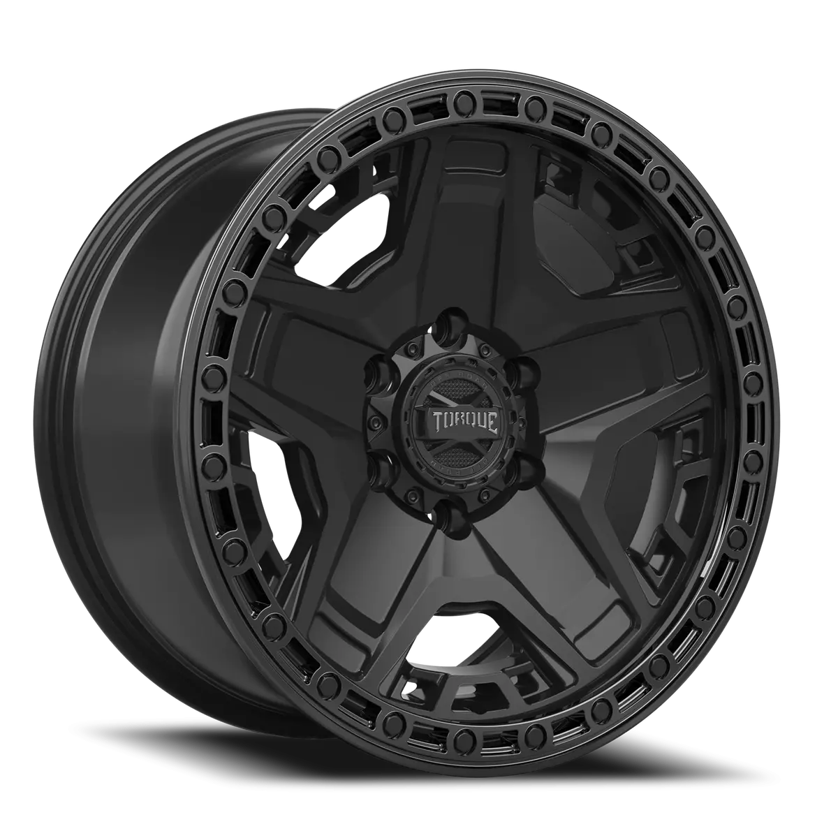 Torque Blackhawk Satin Black 17X9 Gloss Black Lip 5X127 Offset -12 1
