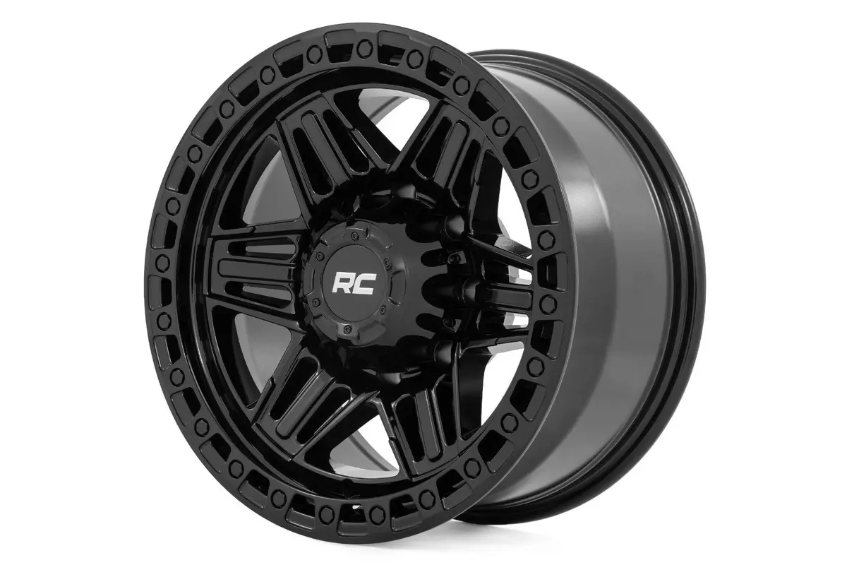 Rough Country 76 Series Wheel | Simulated Beadlock | Gloss Black | 17X9 | 5X5 | -12Mm 1