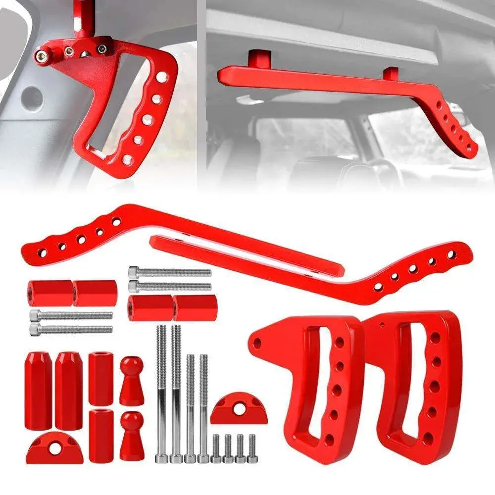 Trail Ops Red Aluminum Entry Handles Jk/Jku Jeep Wrangler 1