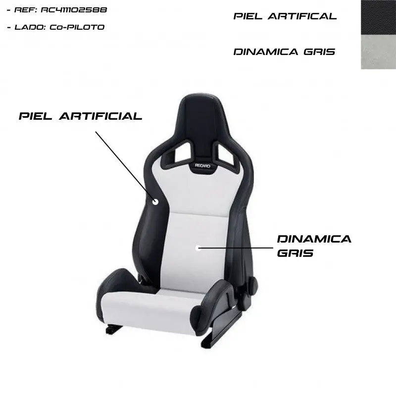 Asiento Recaro Sportster Cs Airbag Calefaccion Piel Artificial Negro/Dinamica Gris Copiloto 1