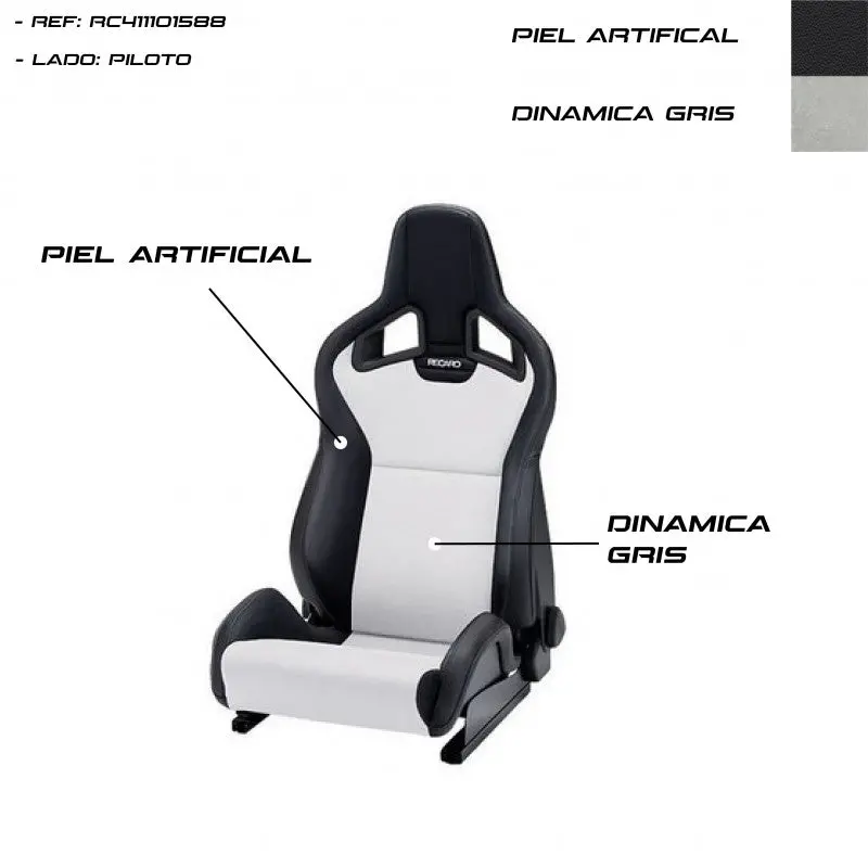 Asiento Recaro Sportster Cs Airbag Calefaccion Piel Artificial Negro/Dinamica Gris Piloto 1