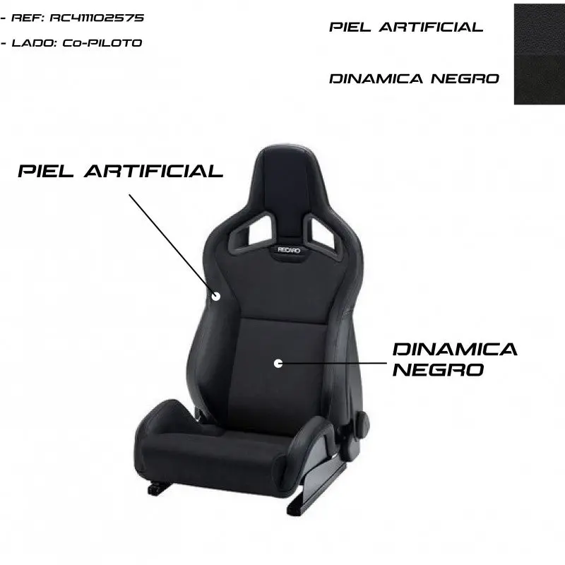 Asiento Recaro Sportster Cs Airbag Calefaccion Piel Artificial Negro/Dinamica Negro Copiloto 1