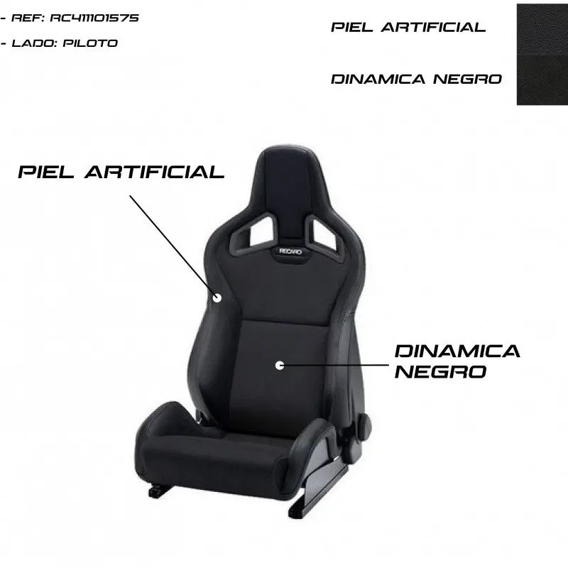 Asiento Recaro Sportster Cs Airbag Calefaccion Piel Artificial Negro/Dinamica Negro Piloto 1