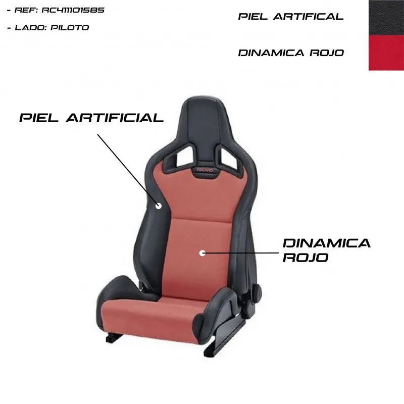 Asiento Recaro Sportster Cs Airbag Calefaccion Piel Artificial Negro/Dinamica Rojo Piloto 1