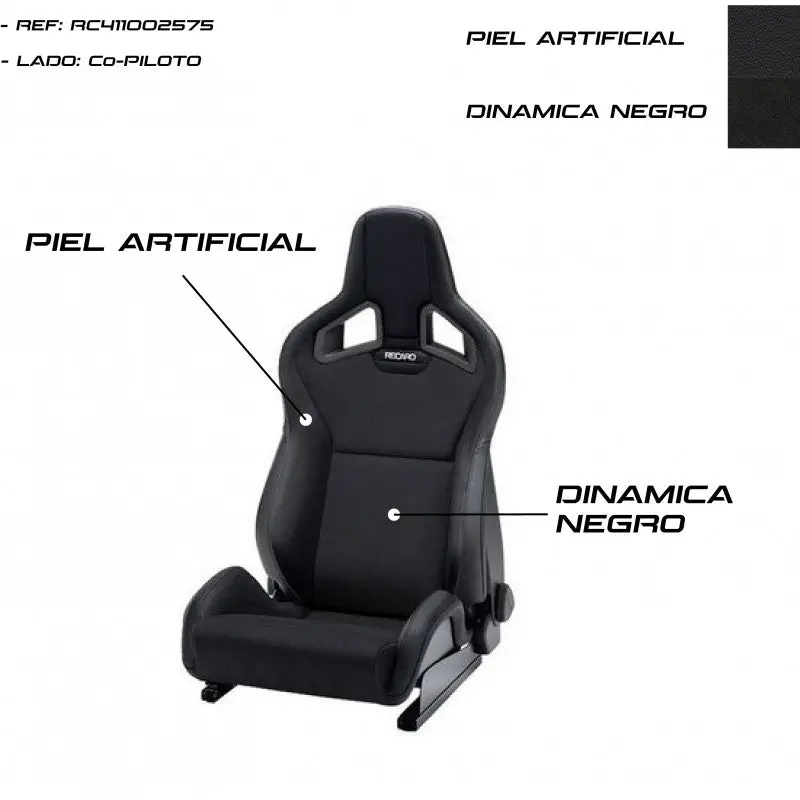 Asiento Recaro Sportster Cs Airbag Piel Artificial Negro/Dinamica Negro Copiloto 1