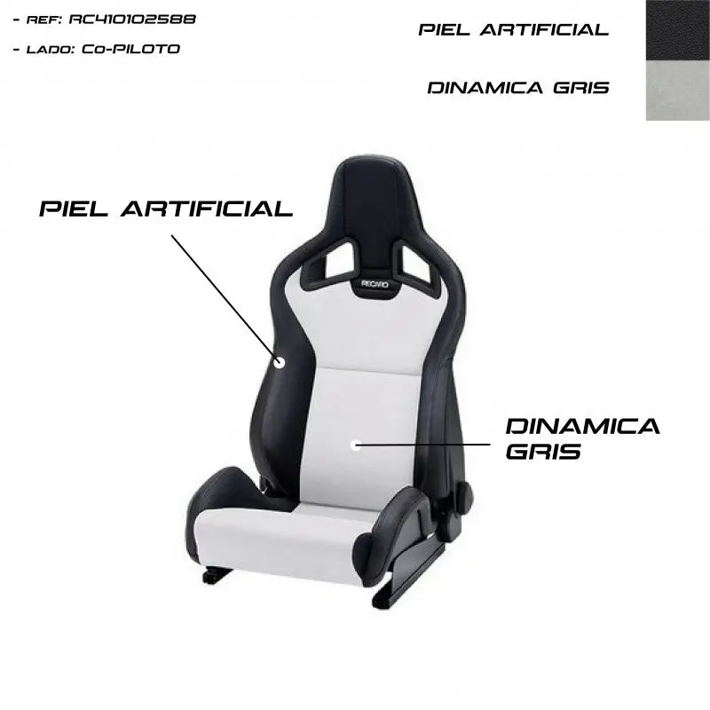 Asiento Recaro Sportster Cs Calefaccion Piel Artificial Negro/Dinamica Gris Copiloto 1